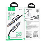 Kabel USB C / Lightning do USB C / Zapalniczka samochodowa PD 3A 60W 1,2 m U138 1,2 m szary Hoco
