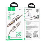 Kabel USB C / Lightning do USB C / Zapalniczka samochodowa PD 3A 60W 1,2 m U138 1,2 m złoty Hoco