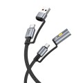 Kabel All-in-one USB A  USB C do USB C  Zapalniczka samochodowa Hoco 3A 60W 1,2 m U138 czarny (4).jpg
