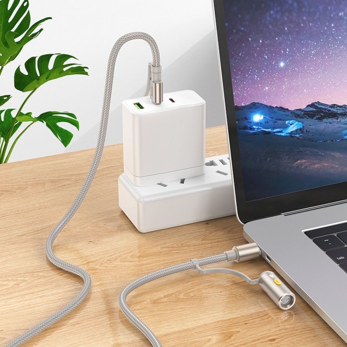 Kabel All-in-one USB A  USB C do USB C  Zapalniczka samochodowa Hoco 3A 60W 1,2 m U138 szary (2).jpg