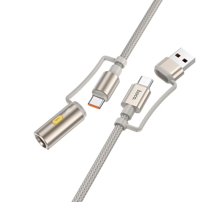 Kabel All-in-one USB A  USB C do USB C  Zapalniczka samochodowa Hoco 3A 60W 1,2 m U138 szary (5).jpg