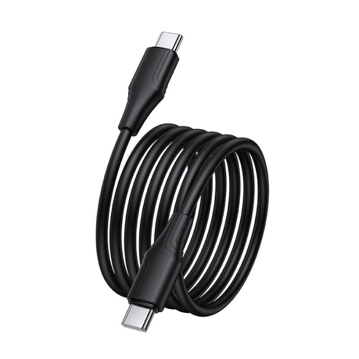 Kabel Silikonowy USB C do USB C Hoco 3A 60W 1 m X124 czarny (3).jpg