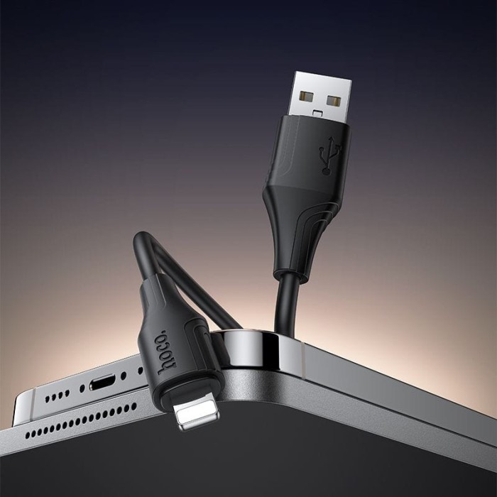Kabel Silikonowy USB A do Lightning Hoco 2,4A 1 m X124 czarny (4).jpg