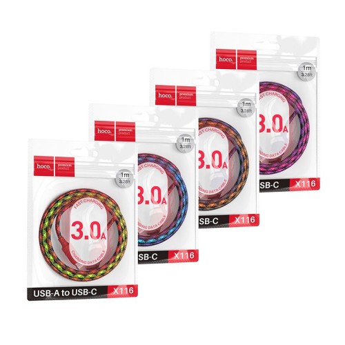 Kabel USB A do USB C Hoco 3A 1 m X116 gradient czerwony (1).jpg