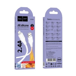 Kabel Silikonowy USB A do Lightning  2,4A 1 m X124 biały Hoco