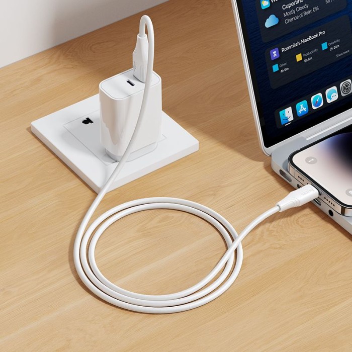 Kabel Silikonowy USB A do Lightning Hoco 27W 1 m X124 biały (3).jpg
