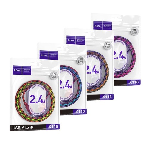 Kabel USB A do Lightning Hoco 2,4A 1 m X116 gradient fioletowy (1).jpg