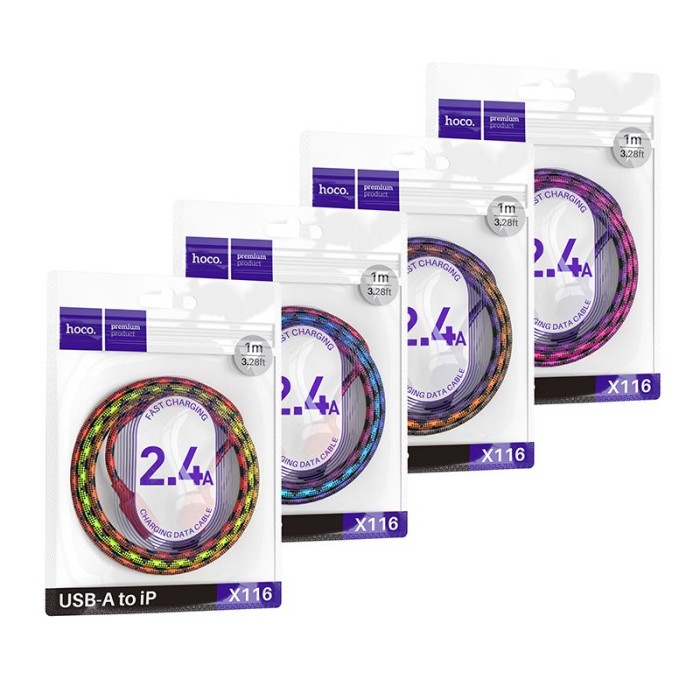 Kabel USB A do Lightning Hoco 2,4A 1 m X116 gradient fioletowy (1).jpg