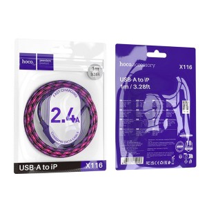 Kabel USB A do Lightning 2,4A 1 m X116 gradient fioletowy Hoco
