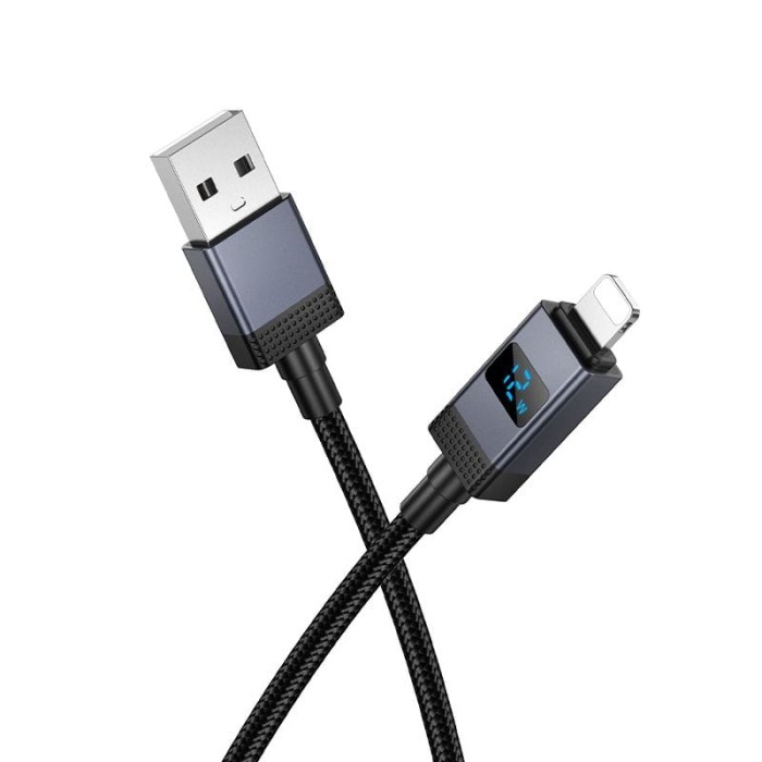 Kabel USB A do Lightning Hoco 2,4A z wyświetlaczem 1 m X118 czarny (10).jpg