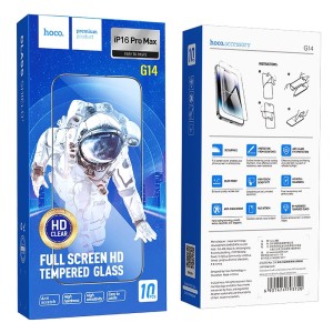 Szkło na telefon iPhone 16 PRO MAX / 17 PRO MAX  hartowane HD 5D Guardian shield 10 sztuk G14 czarne Hoco