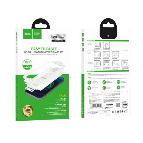 Szkło hartowane do iPhone 12 PRO MAX Hoco kwarcowe Easy Stick HD FULL GLUE 2 sztuki A22 (1).jpg