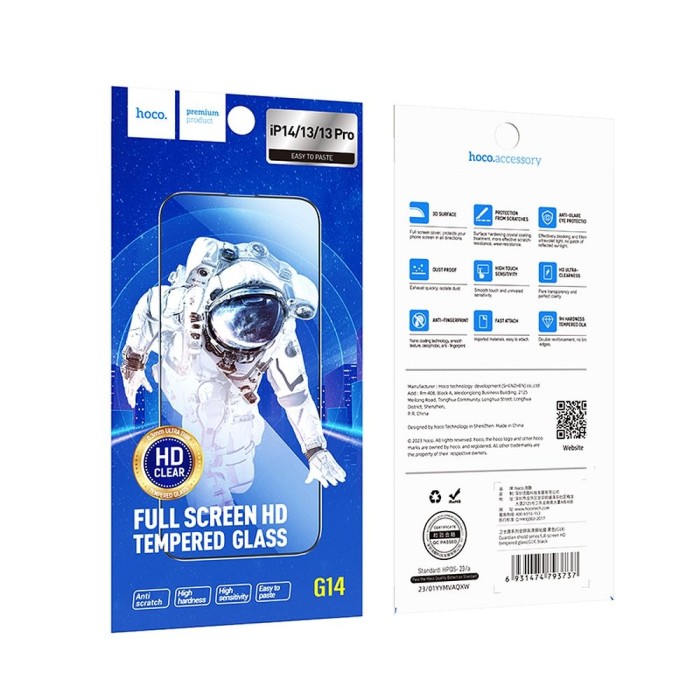 Szkło hartowane do iPhone 13  13 PRO  14  16e (SE 4 2025) Hoco HD 5D Guardian shield 10 sztuk G14 czarne (1).jpg