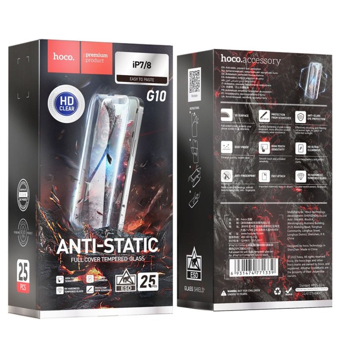 Szkło hartowane do iPhone 7  8  SE 2020  SE 2022 Hoco HD Anti-static 25 sztuk G10 (4).jpg
