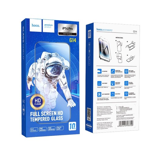Szkło hartowane do iPhone 14 PRO Hoco HD 5D Guardian shield 10 sztuk G14 czarne (3).jpg