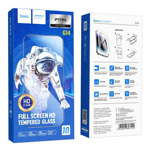 Szkło hartowane do iPhone 15 PRO Hoco HD 5D Guardian shield 10 sztuk G14 czarne (6).jpg