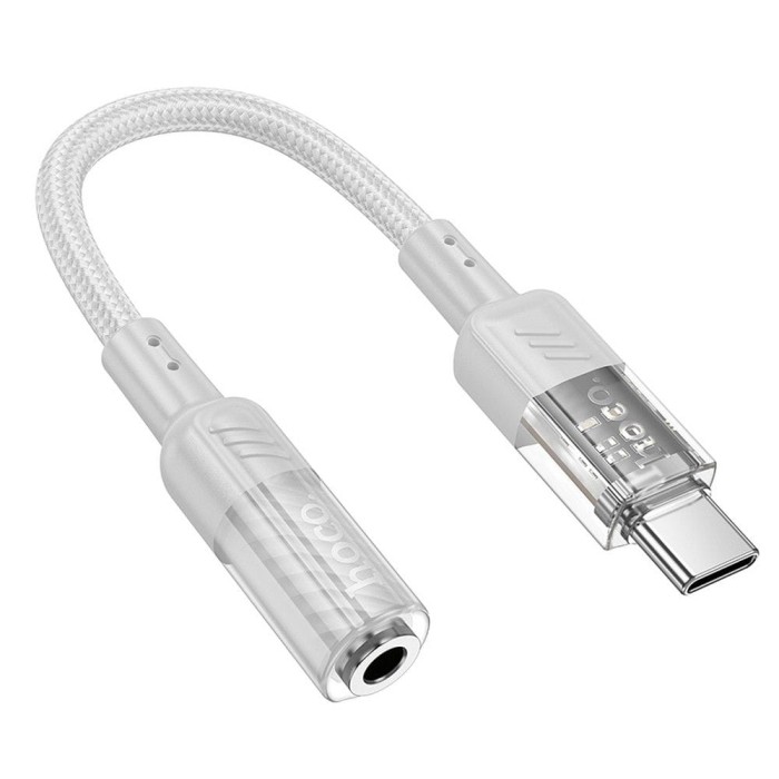 Adapter AUX USB C do Jack 3,5 mm Hoco 0,15 m LS37 transparentny szary (1).jpg