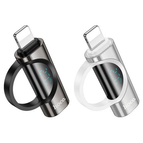 Adapter Lightning do USB C Hoco PD 2,4A 27W z wyświetlaczem UA32B srebrny (2).jpg