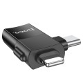 Adapter OTG 2w1 USB C  Lightning do USB A Hoco UA17 czarny (6).jpg