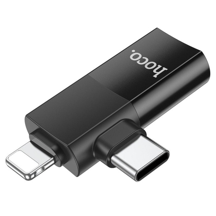 Adapter OTG 2w1 USB C  Lightning do USB A Hoco UA17 czarny (7).jpg