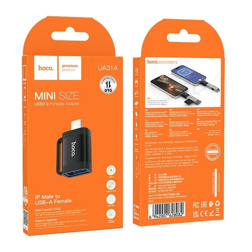 Adapter OTG Lightning do USB A Hoco UA31A czarny (2).jpg
