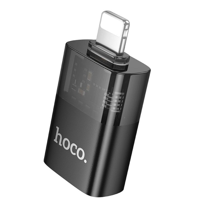 Adapter OTG Lightning do USB A Hoco UA36 czarny transparentny (1).jpg