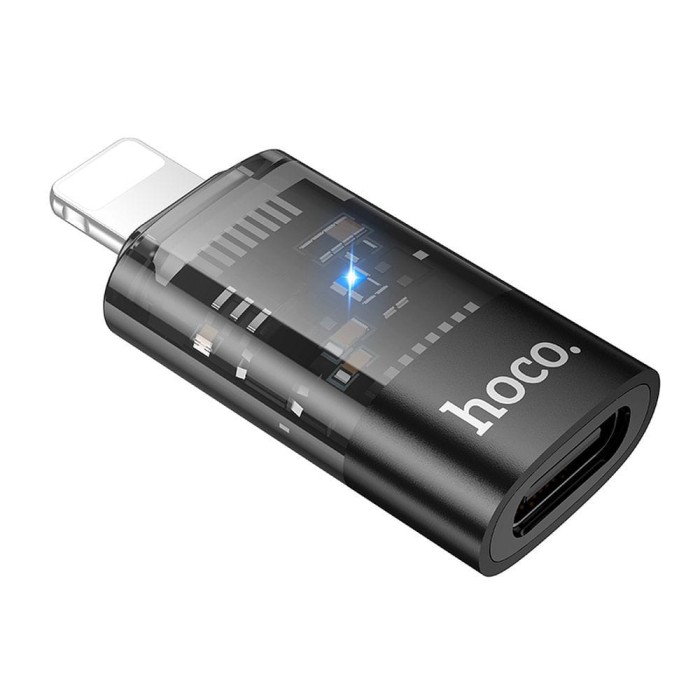 Adapter OTG Lightning do USB C Hoco UA36A transparentny czarny (4).jpg