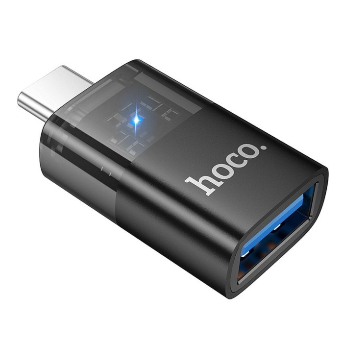 Adapter OTG USB C do USB A Hoco UA36B transparentny czarny (4).jpg