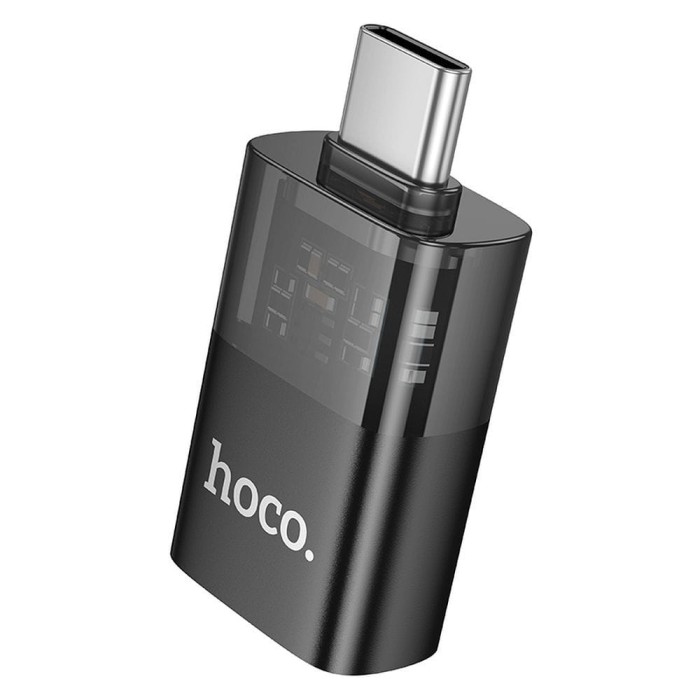 Adapter OTG USB C do USB A Hoco UA36B transparentny czarny (1).jpg