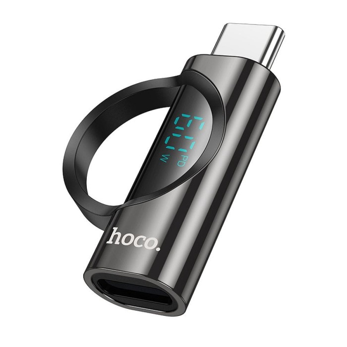 Adapter USB C do Lightning Hoco 3A 60W z wyświetlaczem UA32A czarny (6).jpg