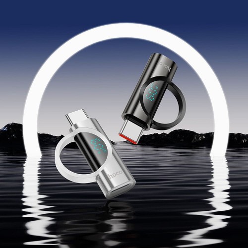 Adapter USB C do Lightning Hoco 3A 60W z wyświetlaczem UA32A srebrny (2).jpg