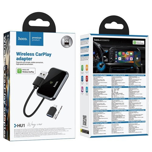 Bezprzewodowy adapter CarPlay Hoco USB A  USB C HU1 czarny (1).jpg