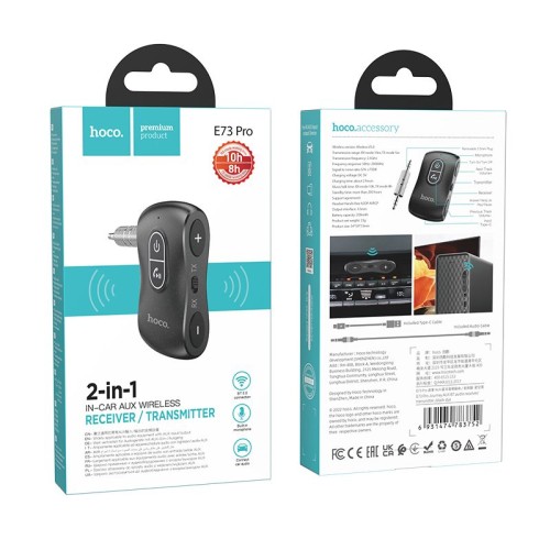 Transmiter samochodowy bluetooth Hoco Jack 3,5 mm E73 PRO czarny (1).jpg