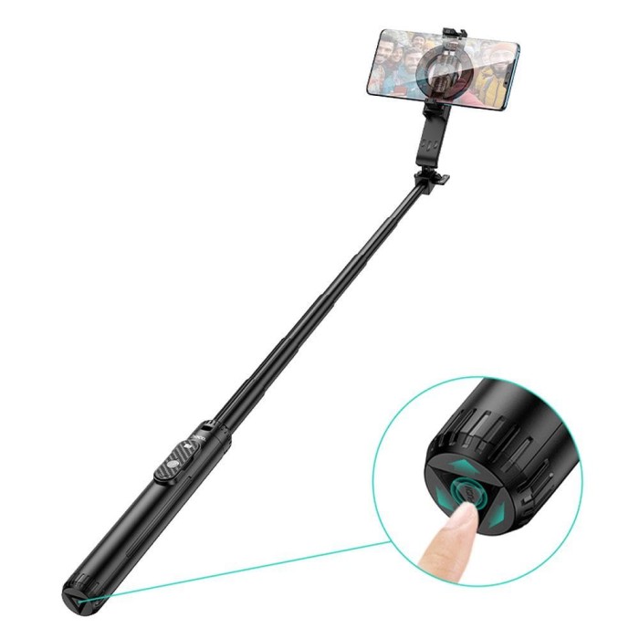 Selfie stick Hoco tripod z pilotem bezprzewodowym magnetyczny K25 czarny (3).jpg