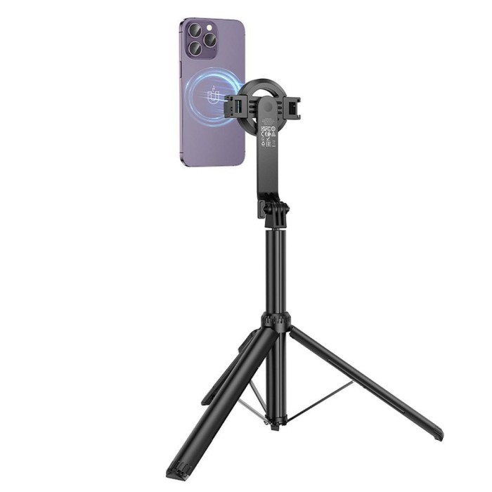 Selfie stick Hoco tripod z pilotem bezprzewodowym magnetyczny K25 czarny (4).jpg