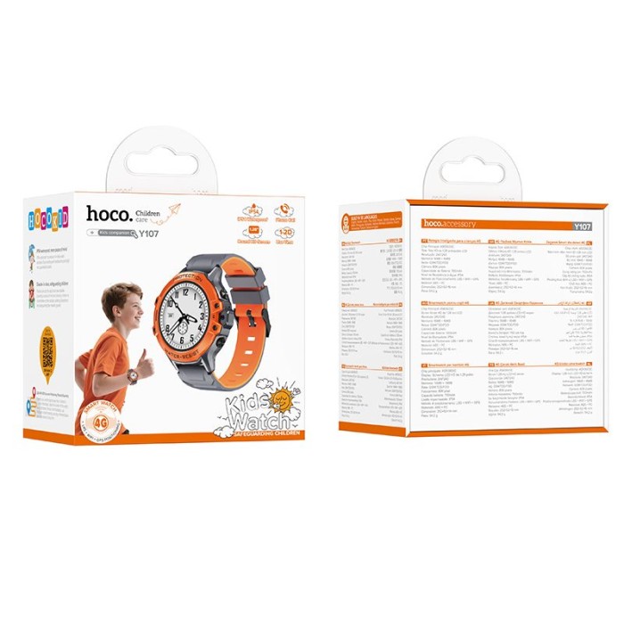 Smartwatch dla dzieci Hoco 1,28 4G GPS z funkcją rozmowy Y107 pomarańczowy (2).jpg