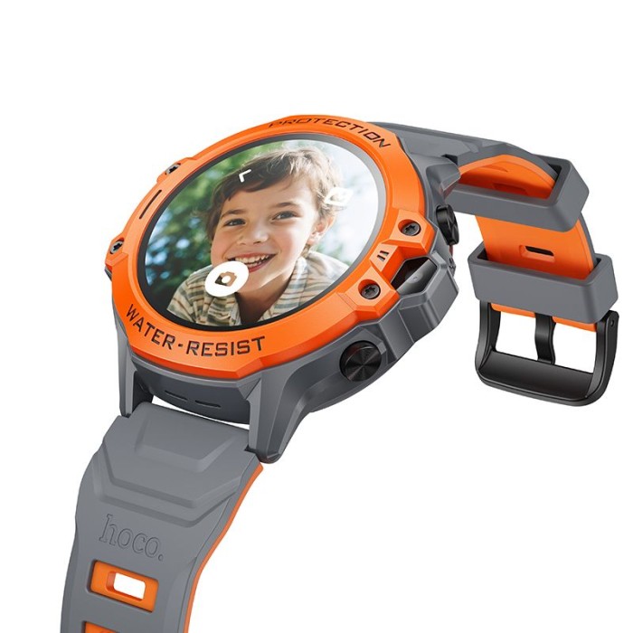 Smartwatch dla dzieci Hoco 1,28 4G GPS z funkcją rozmowy Y107 pomarańczowy (6).jpg