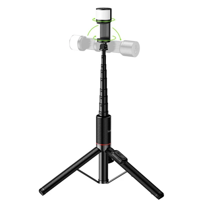 Selfie stick tripod z pilotem bezprzewodowym + światłem LED Hoco K34 czarny (5).jpg