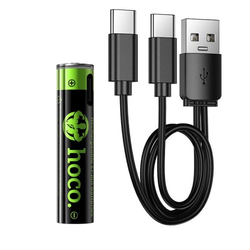 Bateria akumulatorowa AAA R3 320 mAh z gniazdem USB C + kabel USB A do 2 x USB C 2 szt Hoco JA4 czarna (4).jpg