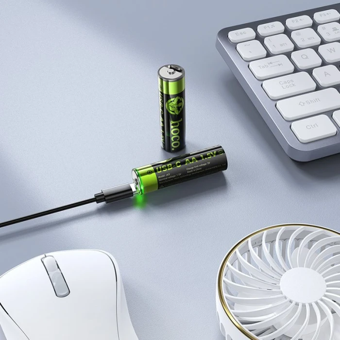 Bateria akumulatorowa AA R6 860 mAh z gniazdem USB C + kabel USB A do 2 x USB C 2 szt Hoco JA3 czarna (3).jpg