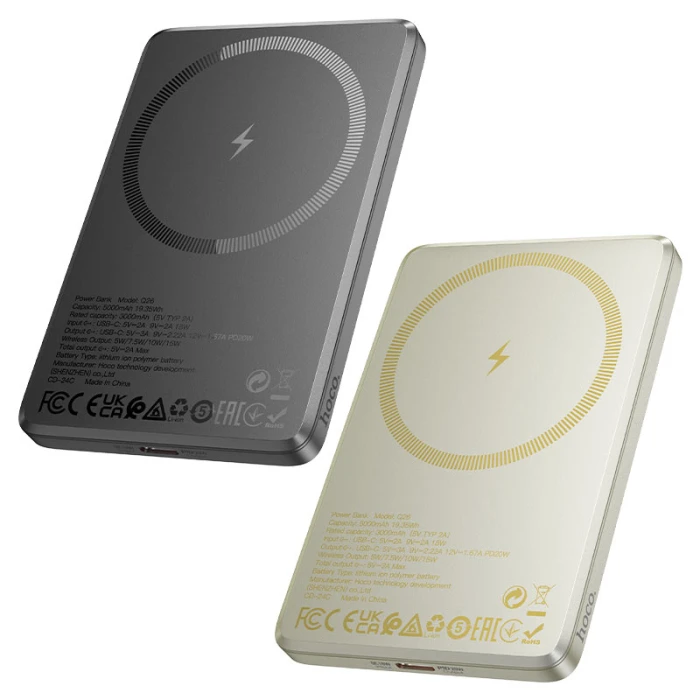 Powerbank zgodny z MagSafe 5000 mAh QC PD 2A 20W Q26 złoty Hoco (1).jpg