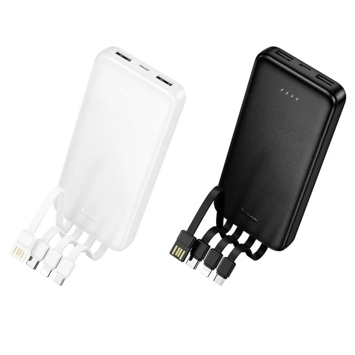 Powerbank Hoco 10000 mAh 2A z czterema wbudowanymi kablami USB A + USB C+ Lightning + Micro USB J163 czarny (4).jpg