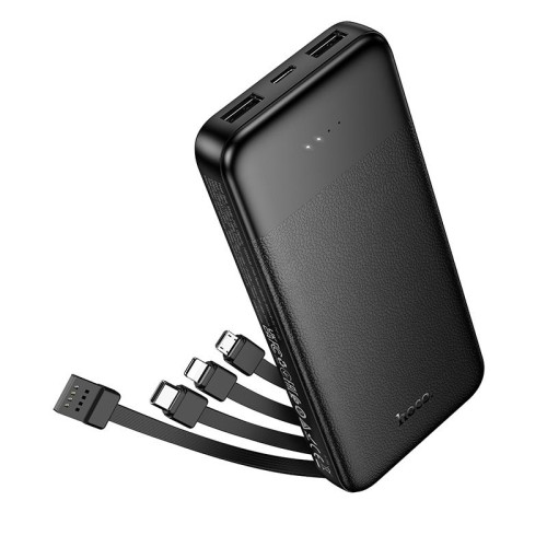 Powerbank Hoco 10000 mAh 2A z czterema wbudowanymi kablami USB A + USB C+ Lightning + Micro USB J163 czarny (7).jpg