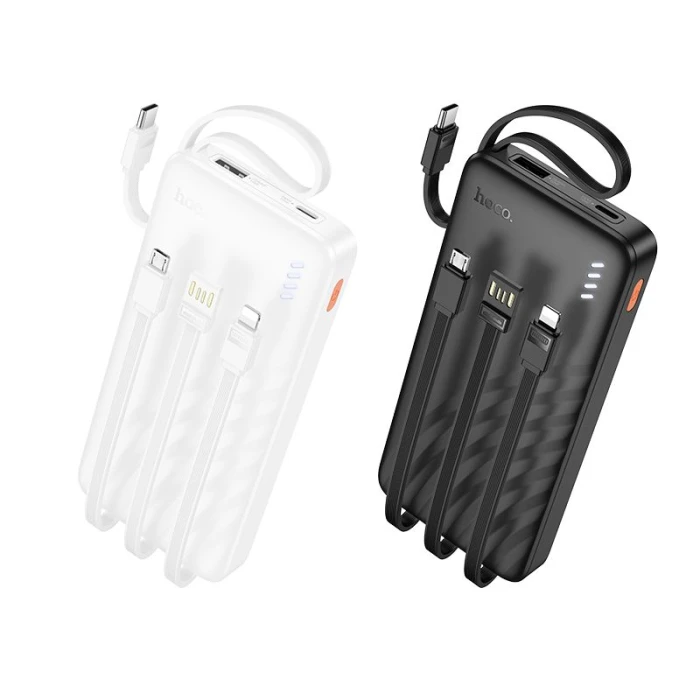 Powerbank Hoco 10000 mAh 2A z czterema wbudowanymi kablami USB A + USB C+ Lightning + Micro USB J146 czarny (5).jpg