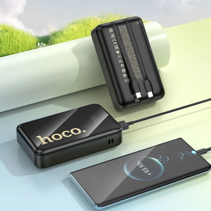 Powerbank Hoco 20000 mAh QC PD 22,5W z wbudowanymi kablami USB C + Lightning Q37A czarny (2).jpg