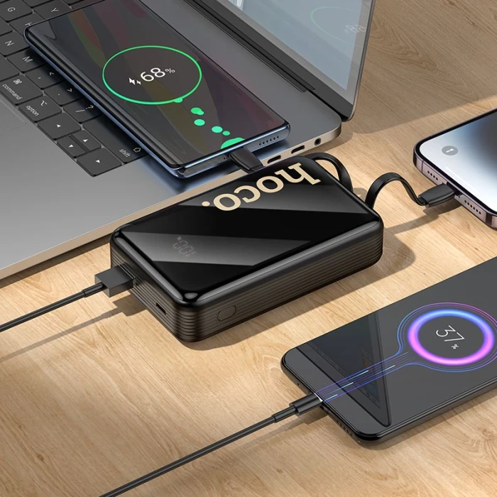 Powerbank Hoco 20000 mAh QC PD 22,5W z wbudowanymi kablami USB C + Lightning Q37A czarny (3).jpg