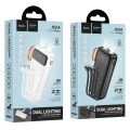 Powerbank Hoco 20000 mAh 2A z wbudowanymi kablami USB A + USB C + Lightning + Micro USB oraz podwójną latarką J151A czarny (1).jpg