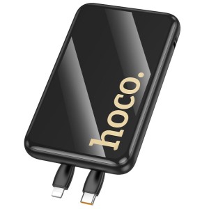 Powerbank 10000 mAh QC PD 22,5W z wbudowanymi kablami USB C + Lightning Q37 czarny Hoco