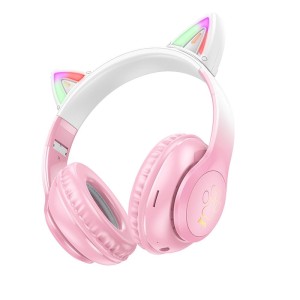 Słuchawki bezprzewodowe nagłowe bluetooth 10h W42 Kocie Uszy kwiat wiśni Hoco 