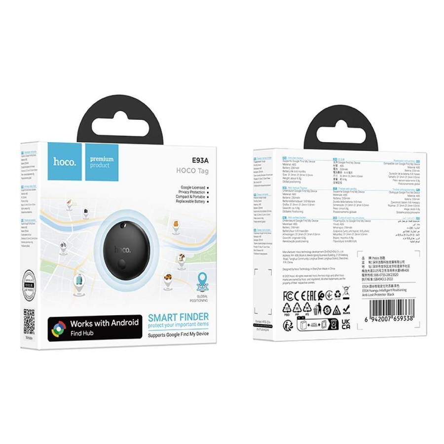 Lokalizator zgodny z Google Find My Device E93A czarny